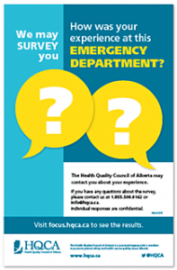How was your experience at this emergency department | HQCA current public engagement poster