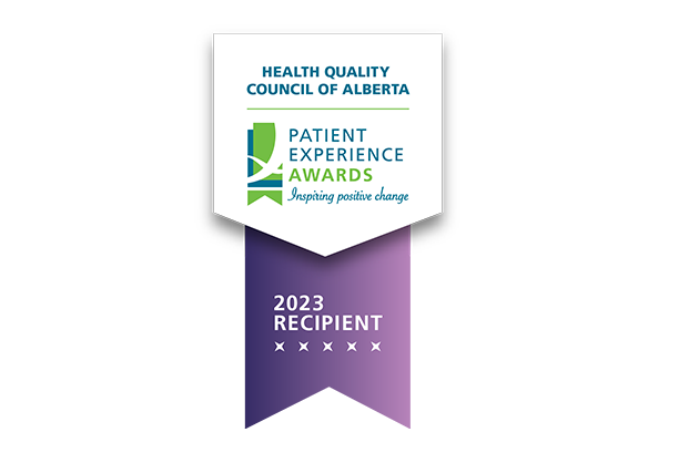 Ribbon with text: HQCA Patient Experience Awards - Inspiring Positive Change - 2023 Recipients