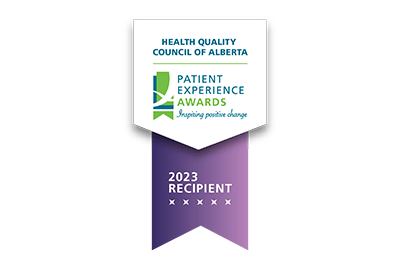 Ribbon with text: Patient Experience Awards
